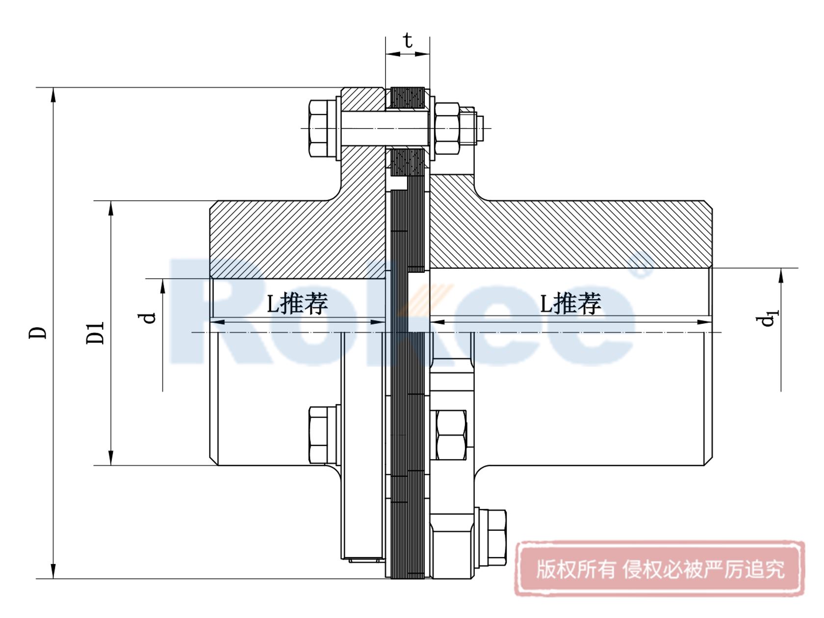 JMII型(單節式不帶沉孔)金屬膜片聯軸器