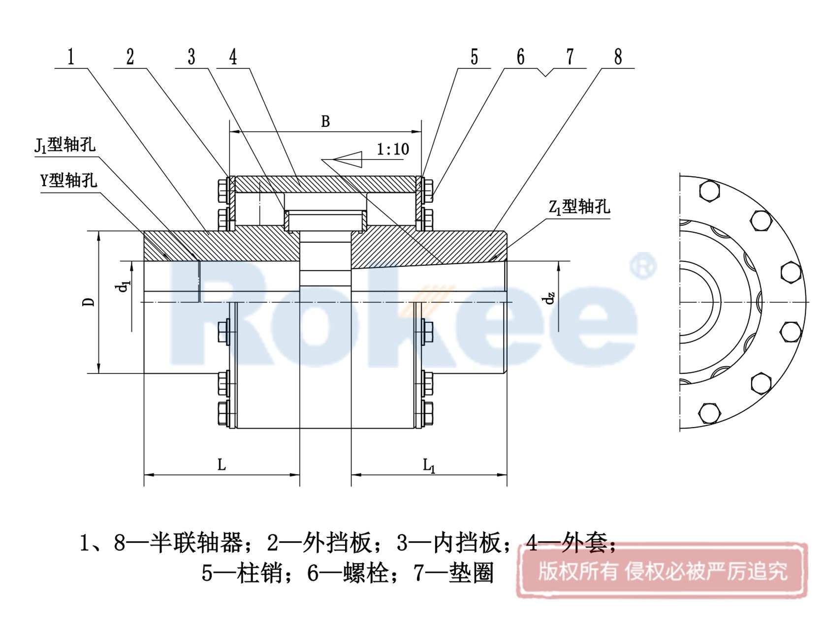 LZZ聯軸器-ZLL聯軸器-帶制動輪彈性柱銷齒式聯軸器